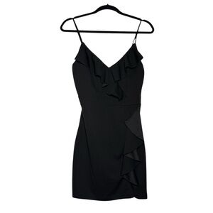 Love Nickie Lew Ruffled Minidress Black Size Large Cocktail Mini
